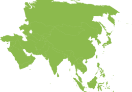 Green map silhouette of Asia continent.