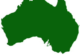 Green map silhouette of Australia continent.