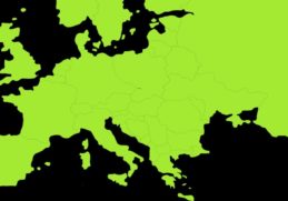 Green map silhouette of Europe continent.