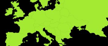 Green map silhouette of Europe continent.