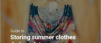 A rack of summer clothes stored on hangers.