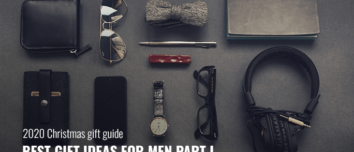 Men's essentials, including a casual watch, aviator sunglasses, notebook, necktie, wallet and headphones.
