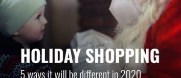 Santa Claus listens to a kid with a face mask due to COVID difference these holidays.