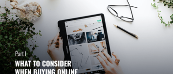 Young female browsing through e-commerce product images on a Samsung tablet.